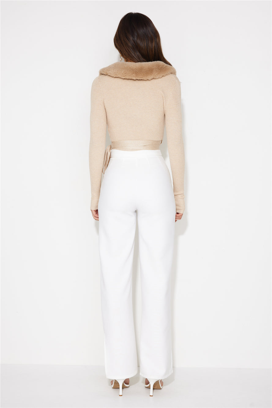 Off Duty Wrap Top Beige
