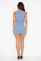 Feel The Mood Ribbed Mini Dress Blue