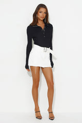 Crisp Days Long Sleeve Ribbed Bodysuit Black