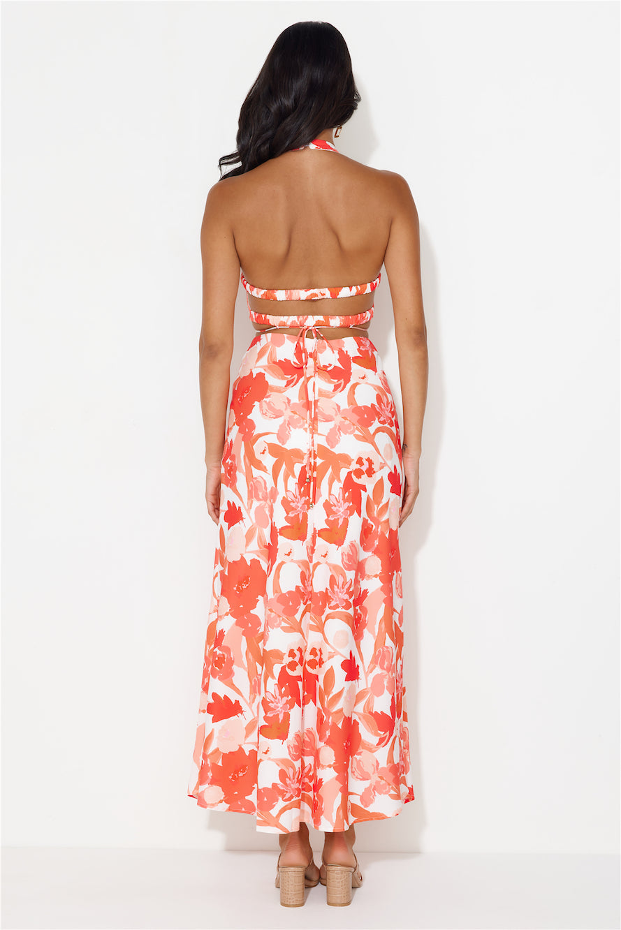 Paradise Island Halter Maxi Dress Red