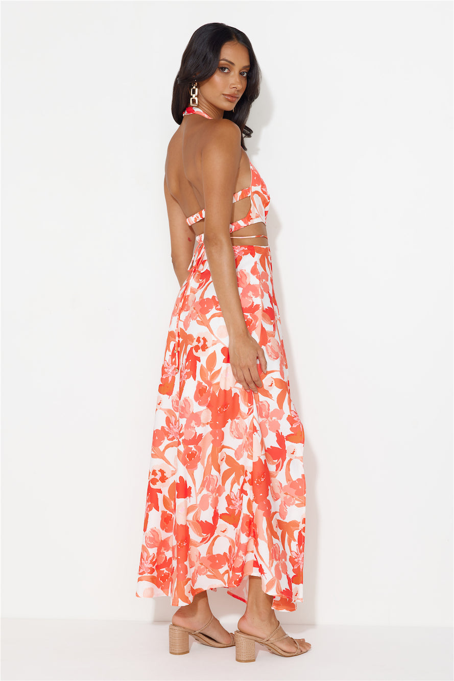 Paradise Island Halter Maxi Dress Red