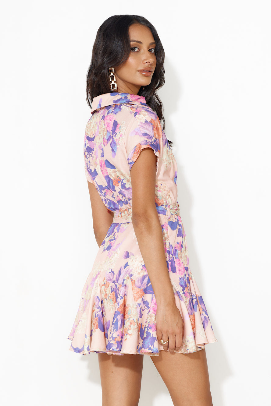 Finding Ways Mini Dress Peach