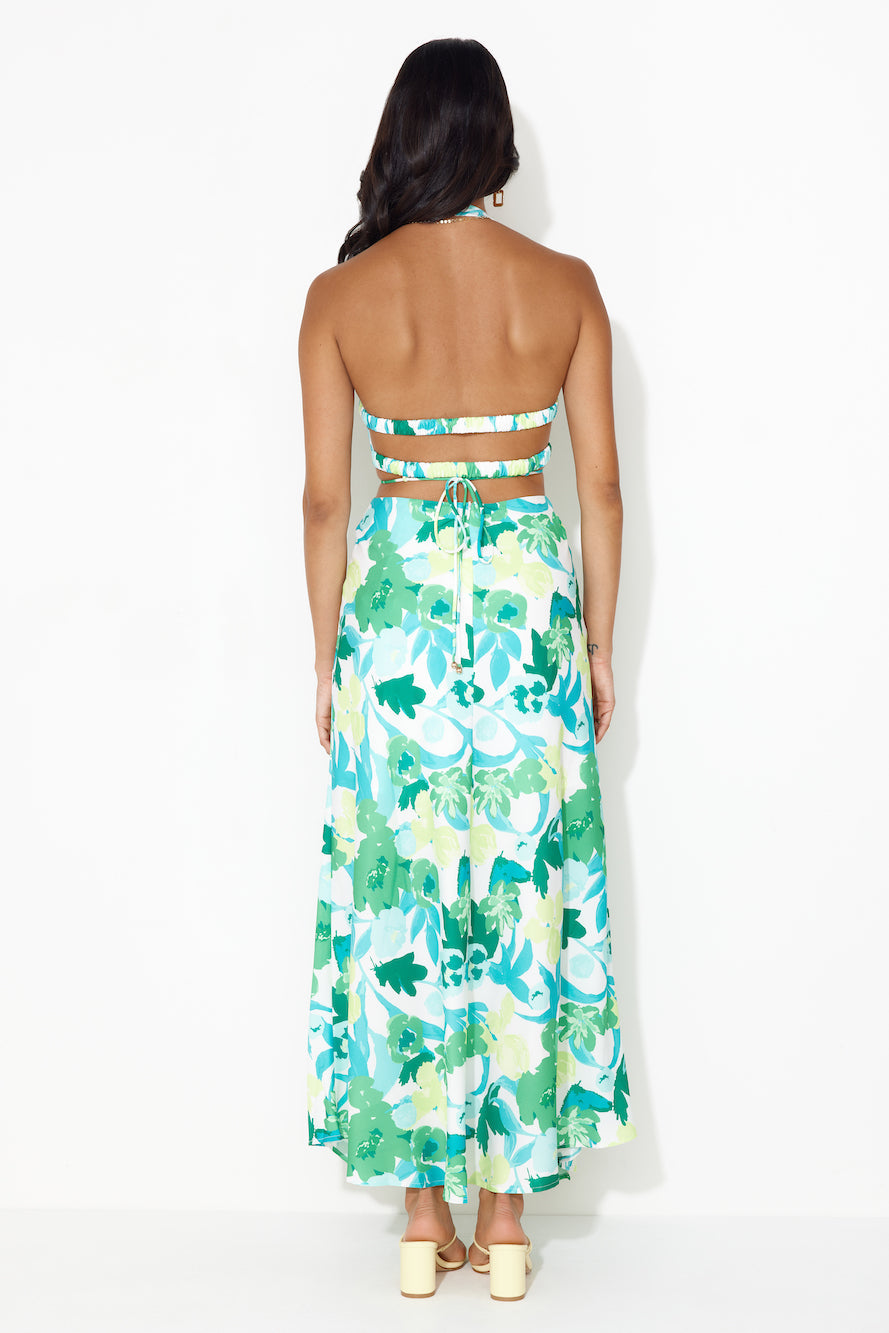 Paradise Island Halter Maxi Dress Green