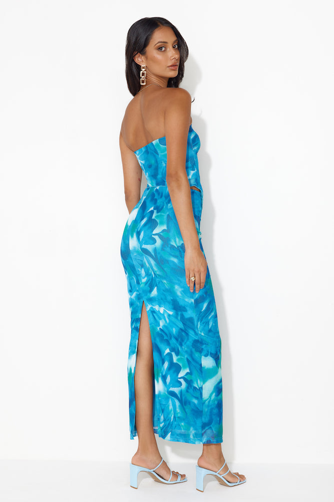Ocean Treasure Mesh Crop Top Blue