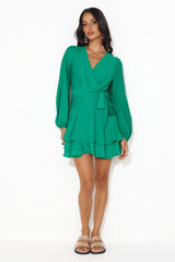 Meet Downtown Long Sleeve Mini Dress Green