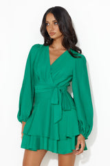 Meet Downtown Long Sleeve Mini Dress Green