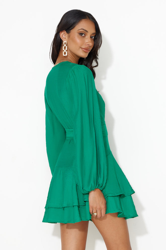 Meet Downtown Long Sleeve Mini Dress Green