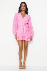 Found The One Long Sleeve Mini Dress Pink