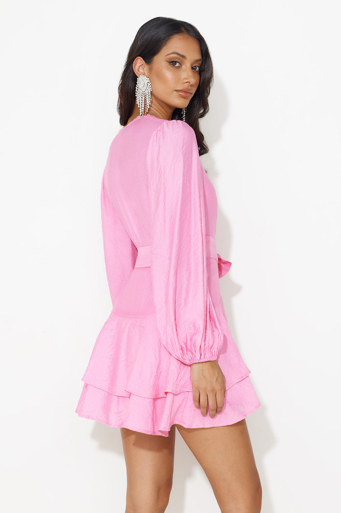 Found The One Long Sleeve Mini Dress Pink