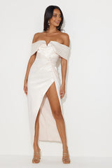 Formal Affair Satin Maxi Dress Pearl