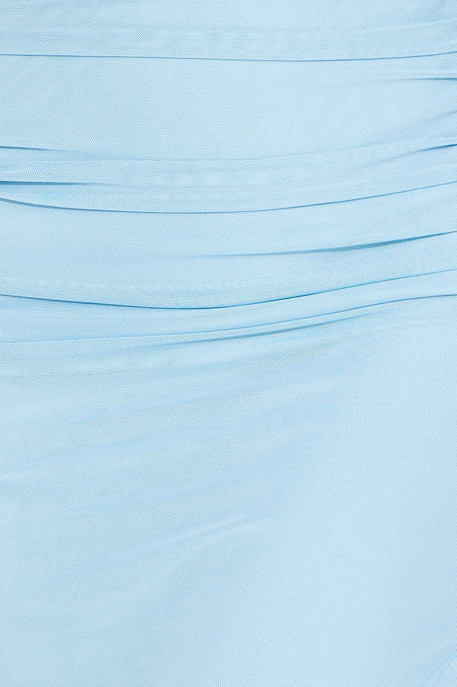 Never Friends Mesh Strapless Crop Top Blue