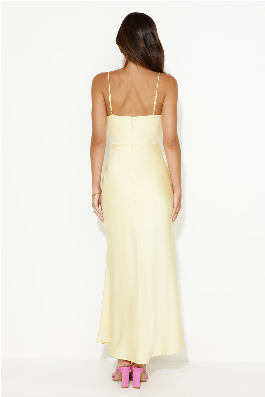 Daisy Friendship Satin Maxi Dress Yellow