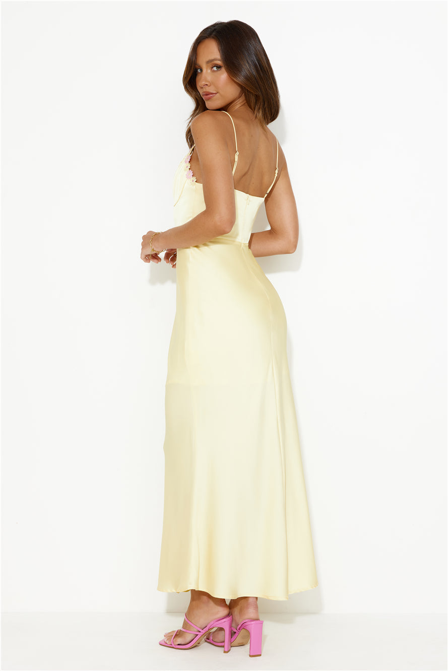 Daisy Friendship Satin Maxi Dress Yellow