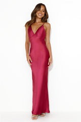 HELLO MOLLY Nights Under Stars Satin Maxi Dress Berry