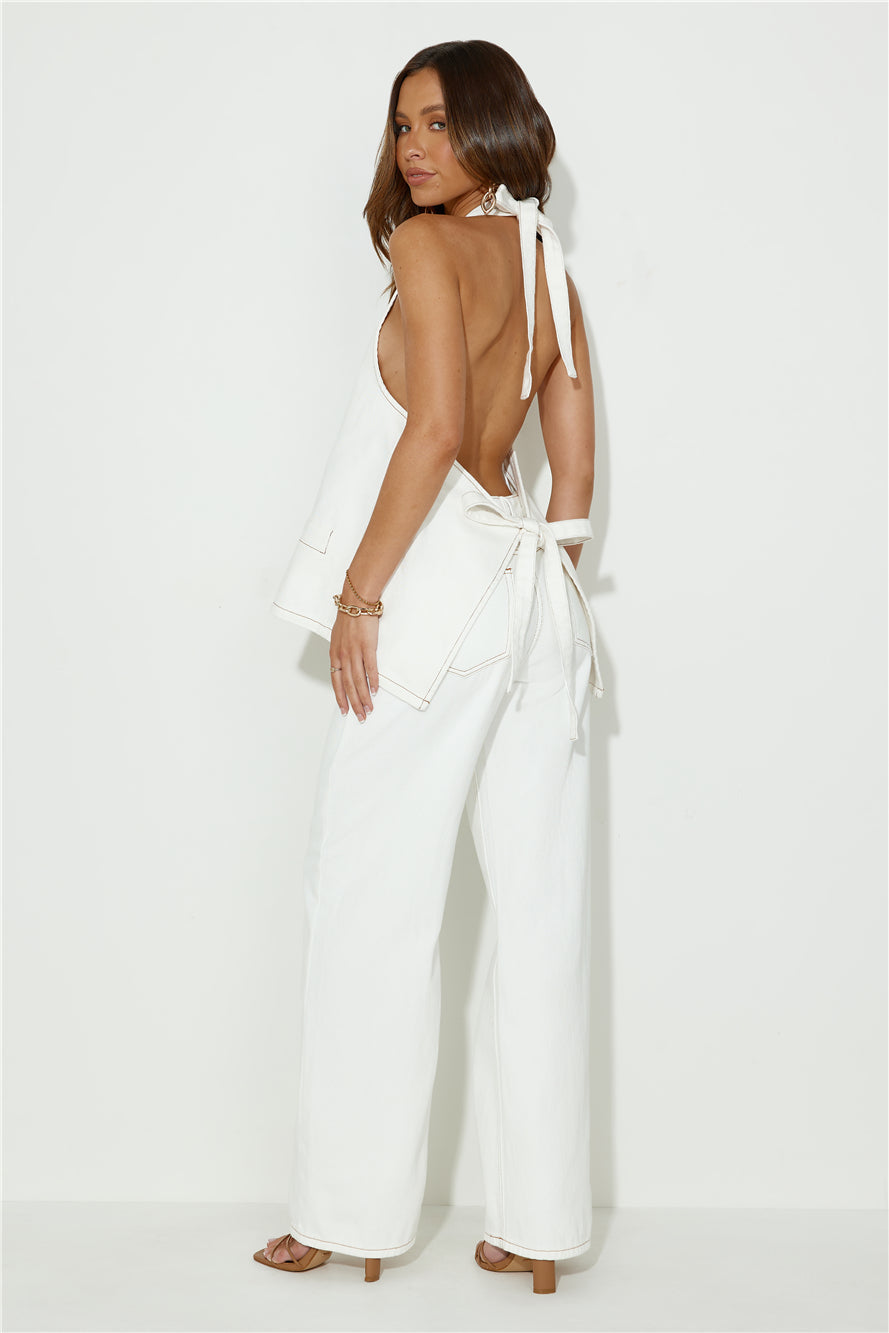 LIONESS Hills Halter Top Porcelain