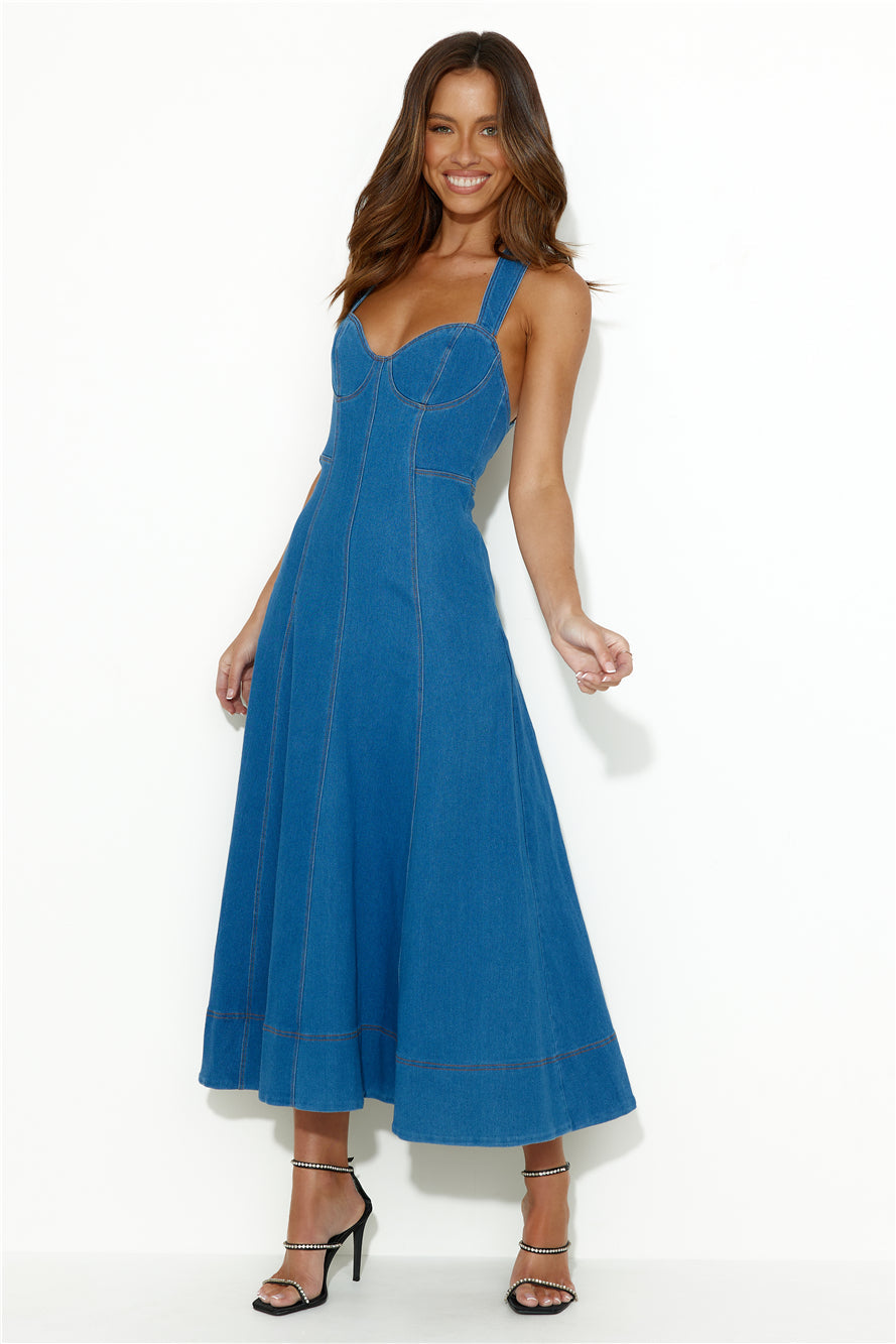 One Step Ahead Midi Dress Denim