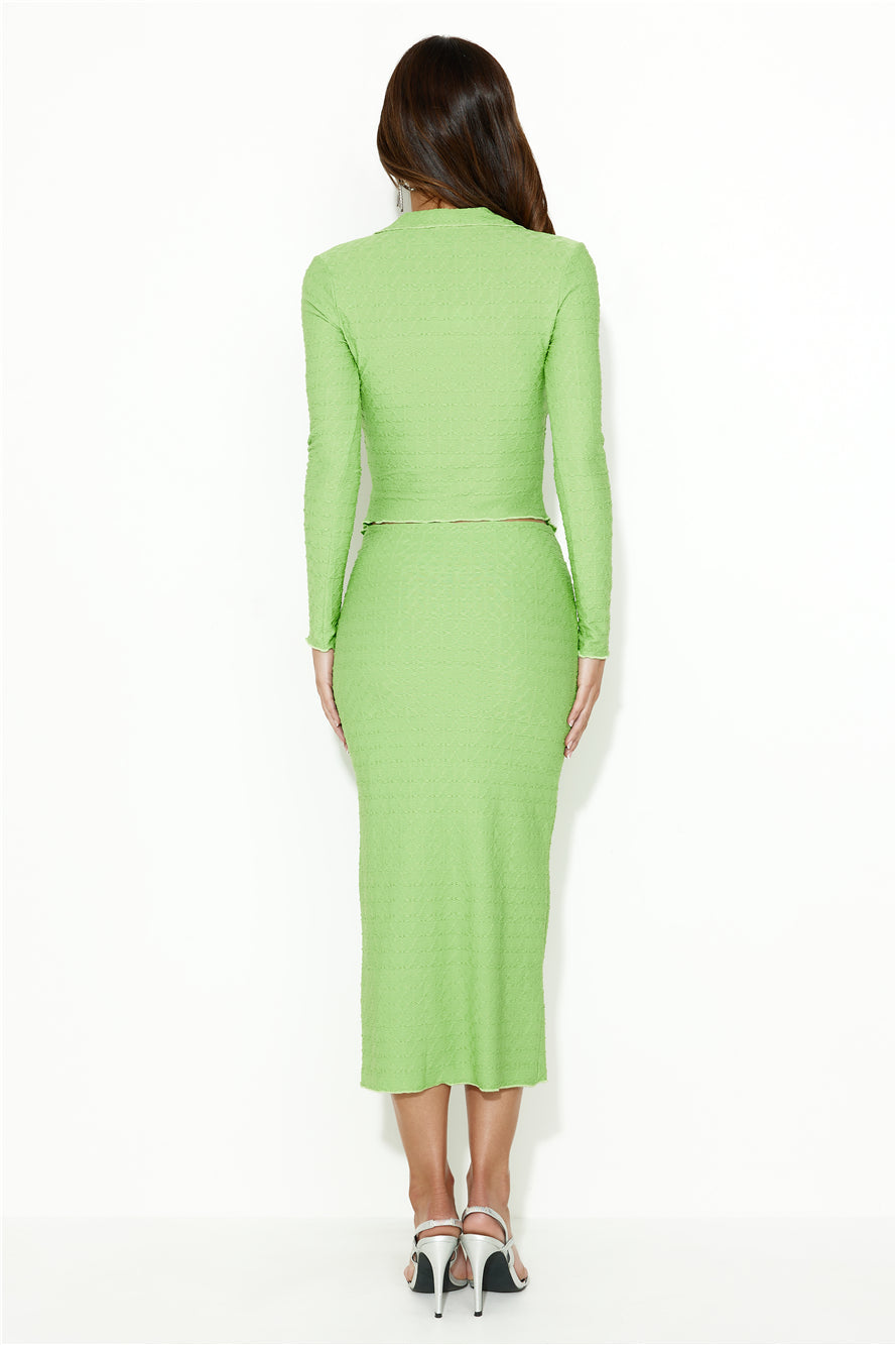 Be Sleek Long Sleeve Crop Top Green