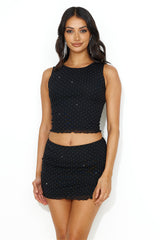 Party Sparkles Diamante Crop Top Black