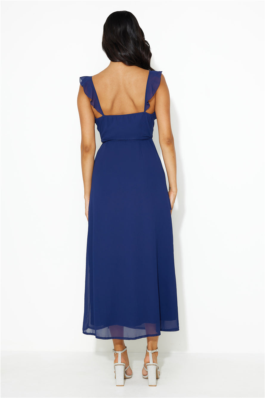 Chasing Seasons Frill Maxi Dress Navy