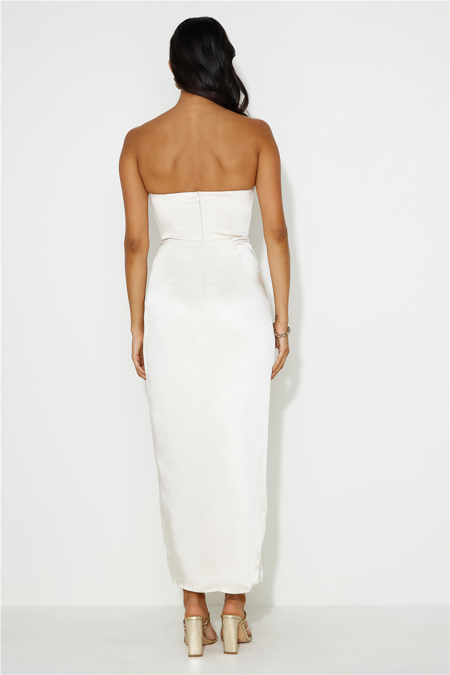 Love To Be Seen Satin Maxi Dress Cream