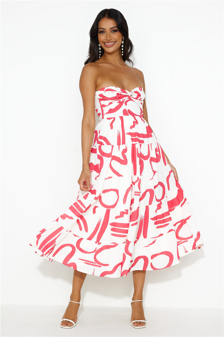 Desires Of You Strapless Midi Dress Pink