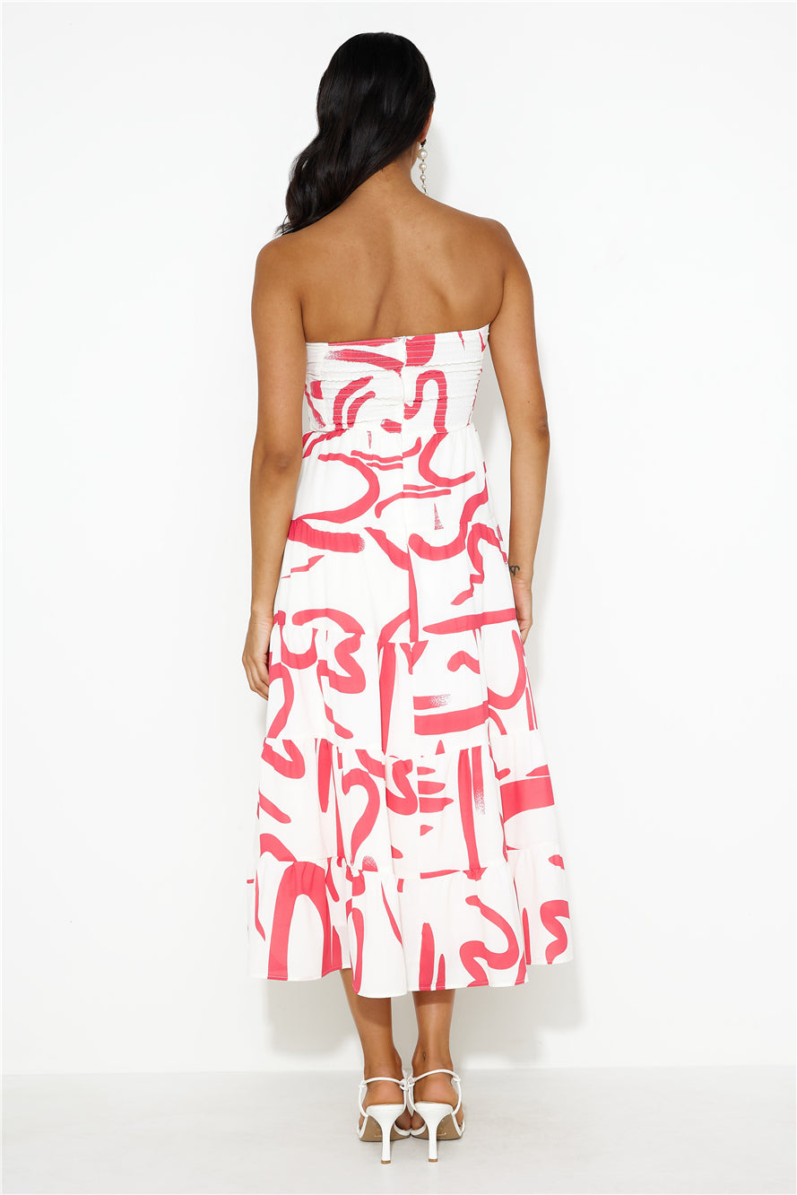Desires Of You Strapless Midi Dress Pink