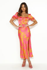 Passion In Friends Satin Maxi Dress Orange