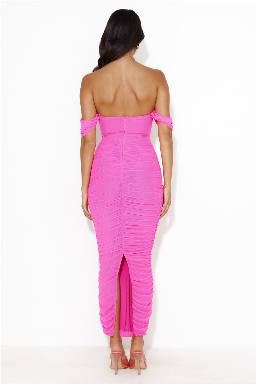 It's Pretty Mesh Maxi Dress Hot Pink