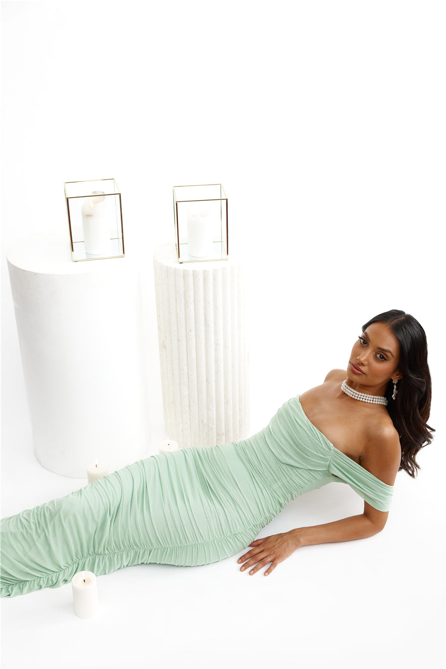 It's Pretty Mesh Maxi Dress Sage