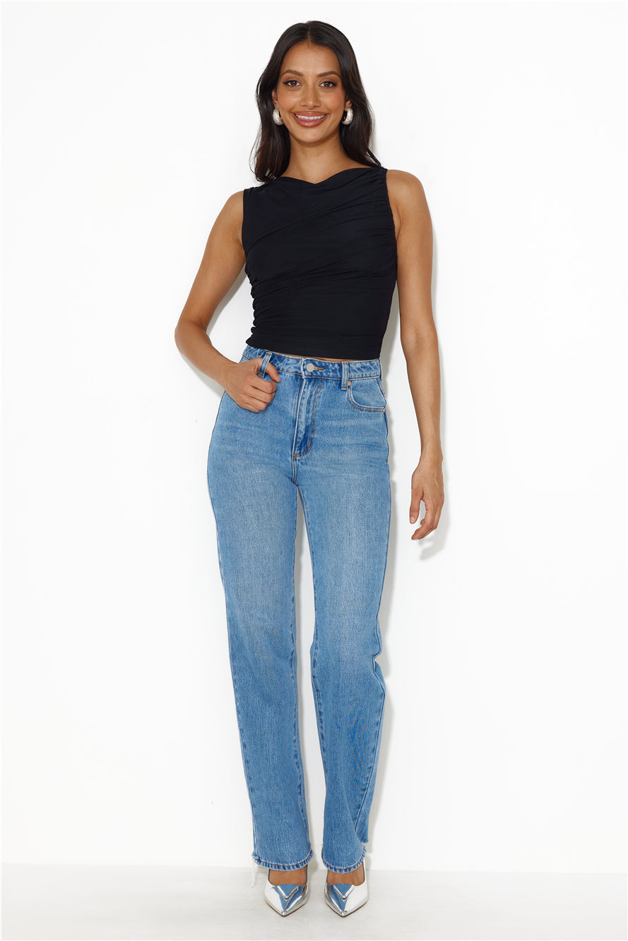 Endless Dates Mesh Crop Top Black