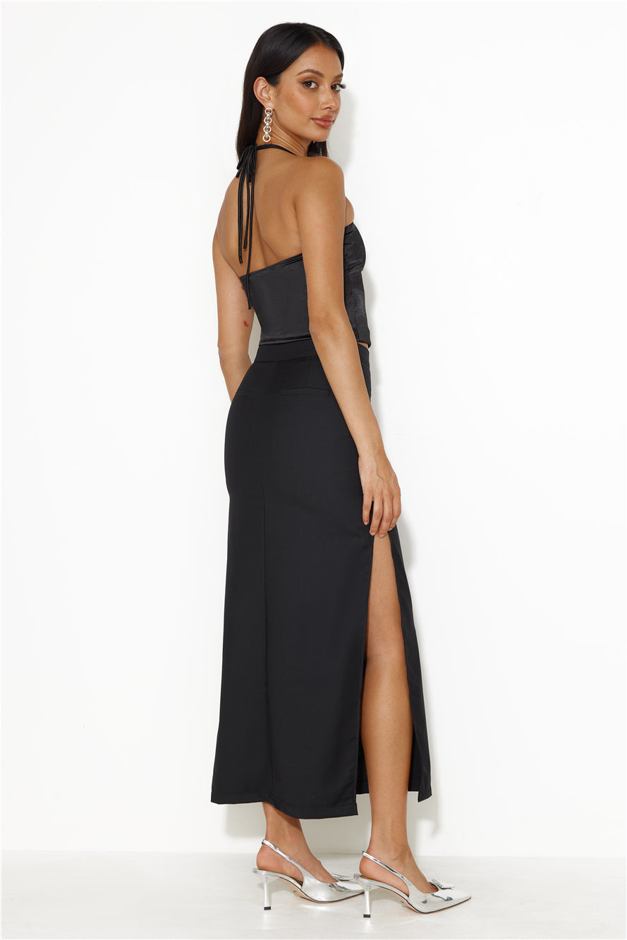 LIONESS Minimalist Maxi Skirt Onyx
