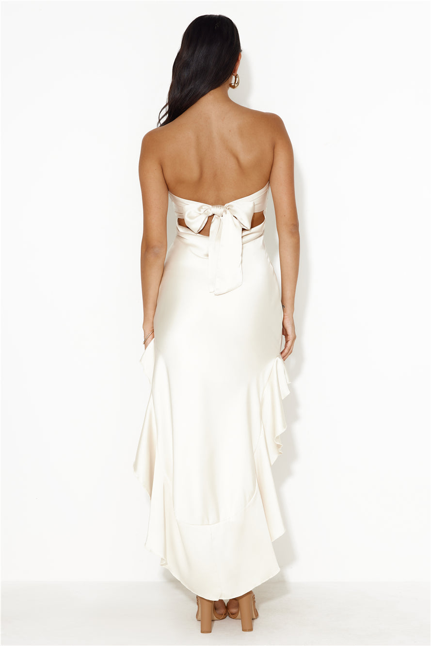 Dim The Lights Strapless High Low Dress Yellow