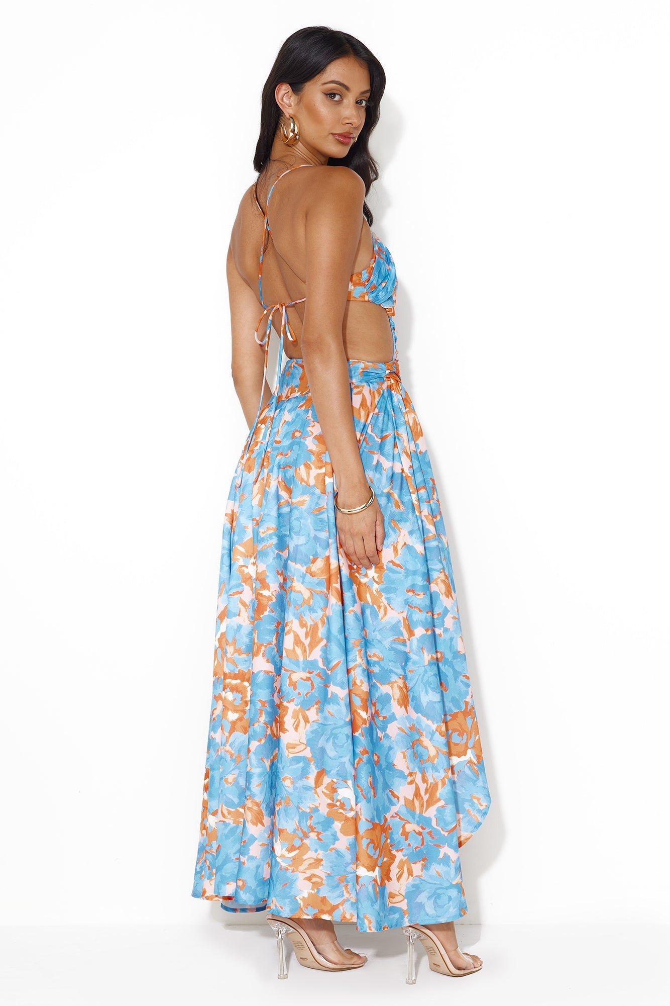 Lush Fields Midi Dress Blue