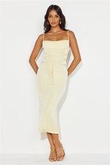 Doubled Up Mesh Midi Dress Yellow