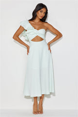 Mystery Lover One Shoulder Maxi Dress Sage