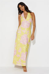 Oasis Hour Halter Maxi Dress Yellow
