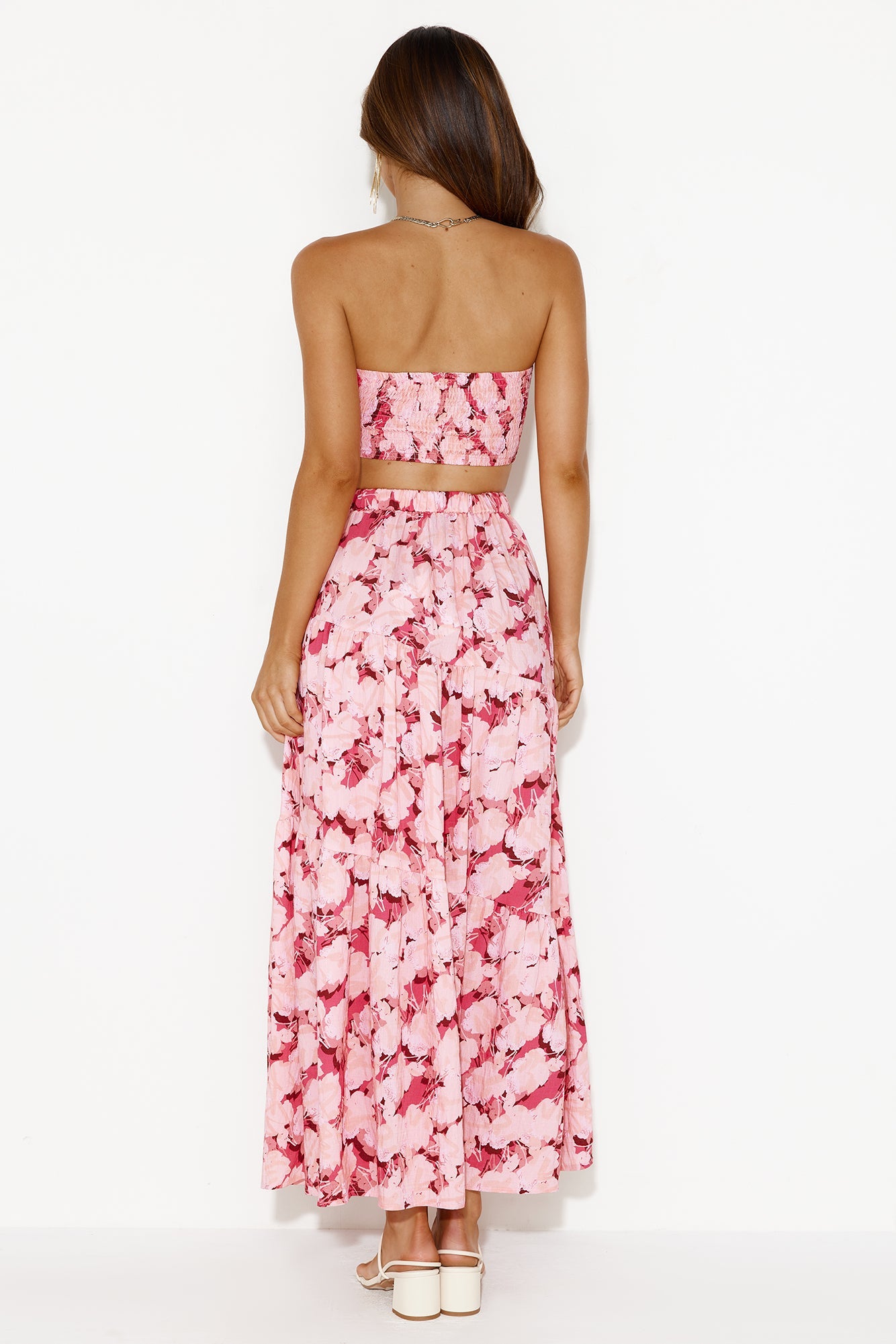 Escaping Reality Strapless Crop Top Pink