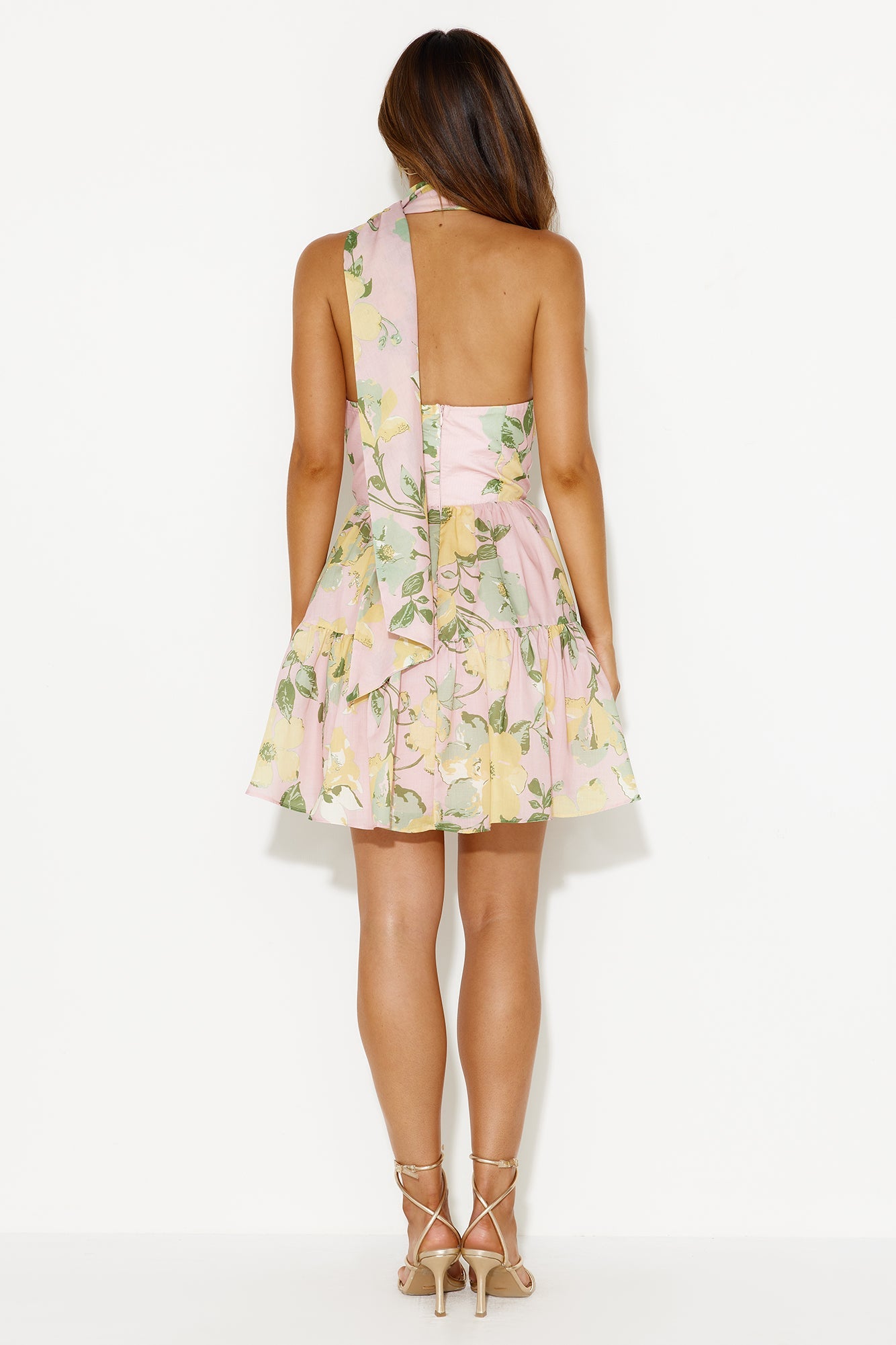 Exclusive Status Neck Wrap Mini Dress Pink