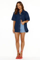 Leave an Impression Short Sleeve Shirt Top Denim