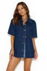 Leave an Impression Short Sleeve Shirt Top Denim