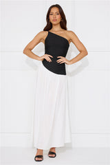 Lavish Hideaway One Shoulder Maxi Dress Black