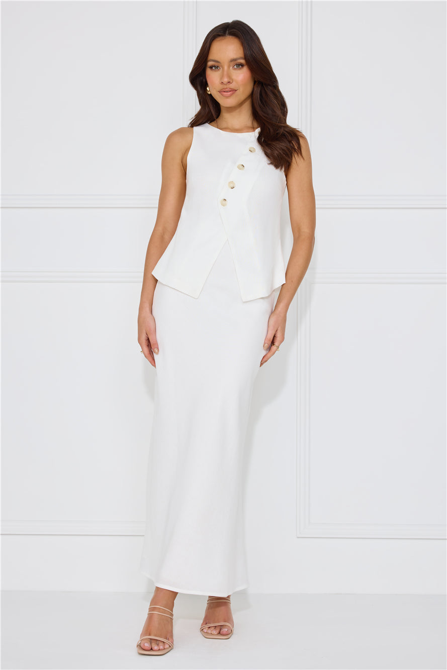 Days In Linen Blend Maxi Skirt White