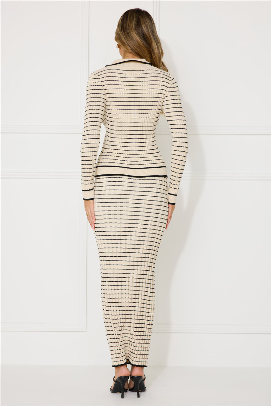 New York Chill Knit Maxi Skirt Beige