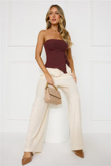 Flirty Game Strapless Mesh Top Brown