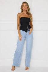 Flirty Game Strapless Mesh Top Black