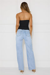 Flirty Game Strapless Mesh Top Black