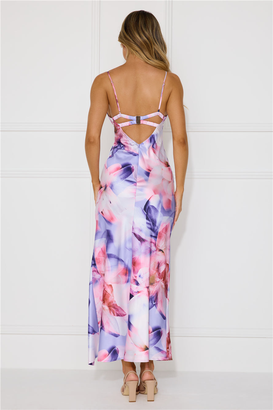 Party In Brooklyn Satin Maxi Dress Purple