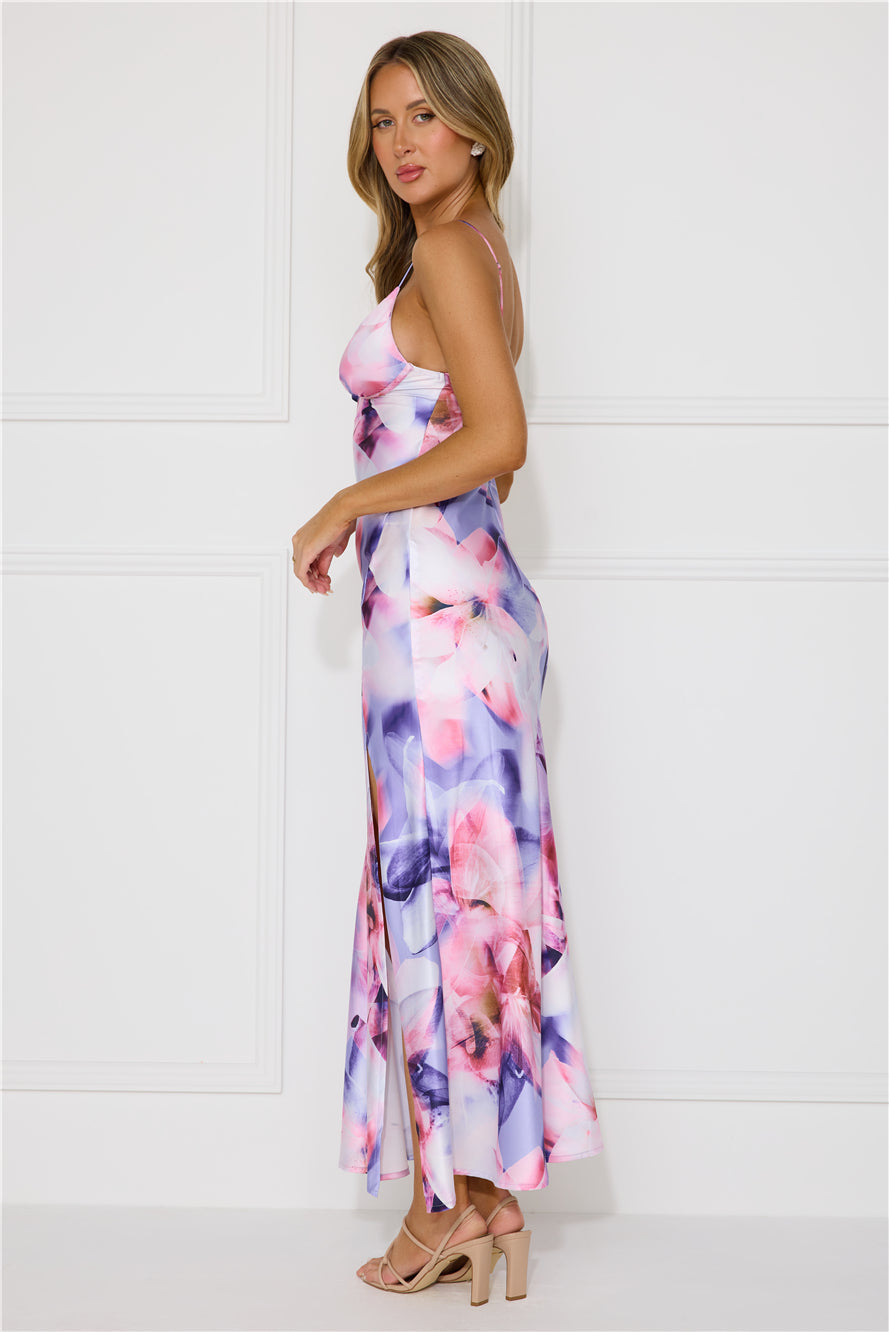 Party In Brooklyn Satin Maxi Dress Purple