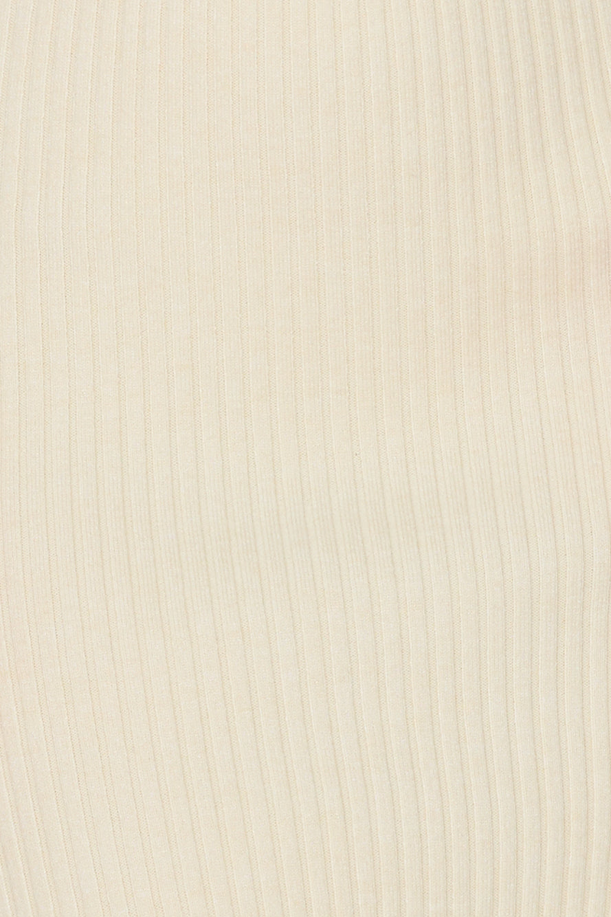 Icy Chill Off Shoulder Ribbed Midi Dress Cream