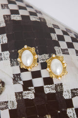 18k Gold Plated Mirror Pearls Earrings Gold